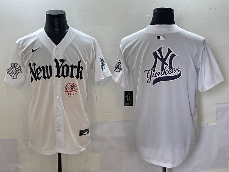 Men 2025 New York Yankees Blank White Five generations Joint Name Nike MLB Jersey style 67